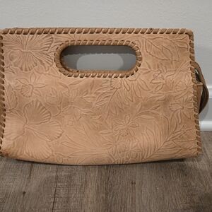 The Sak Tan Floral Embossed Clutch